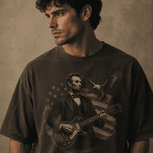 Abraham Lincoln Shirt Freedom Guitar Patriotic Graphic T-Shirt