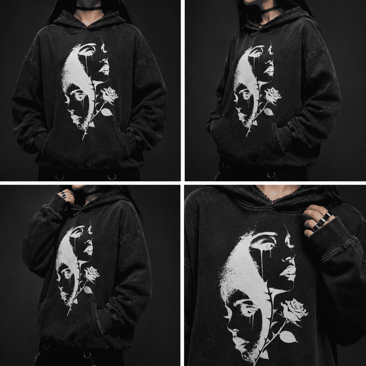 Gothic Graphic Hoodie Silent Bloom CHAOSBORN - Chaos Born