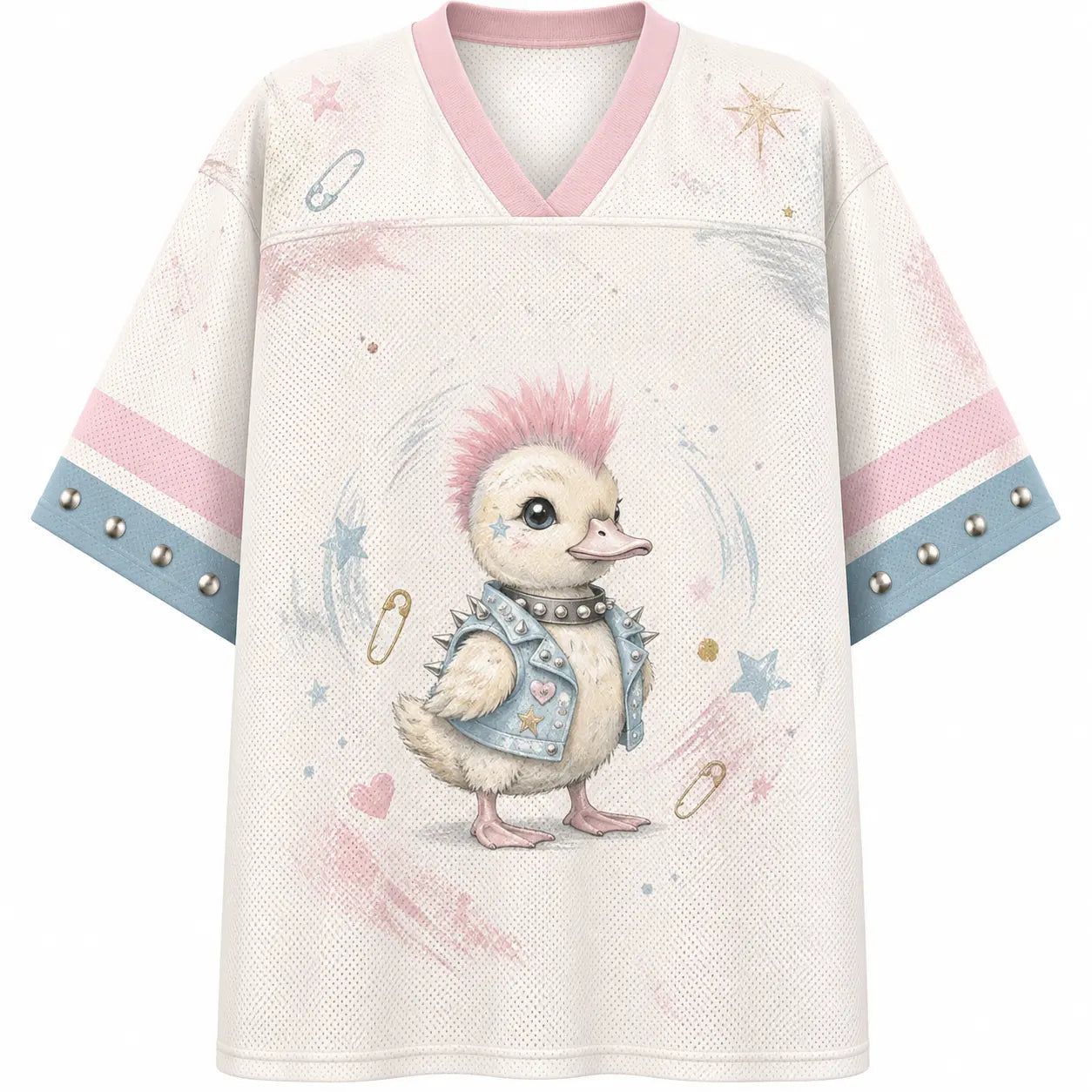 Punk Duck Jersey Shirt Pastel Pink Studded Vest
