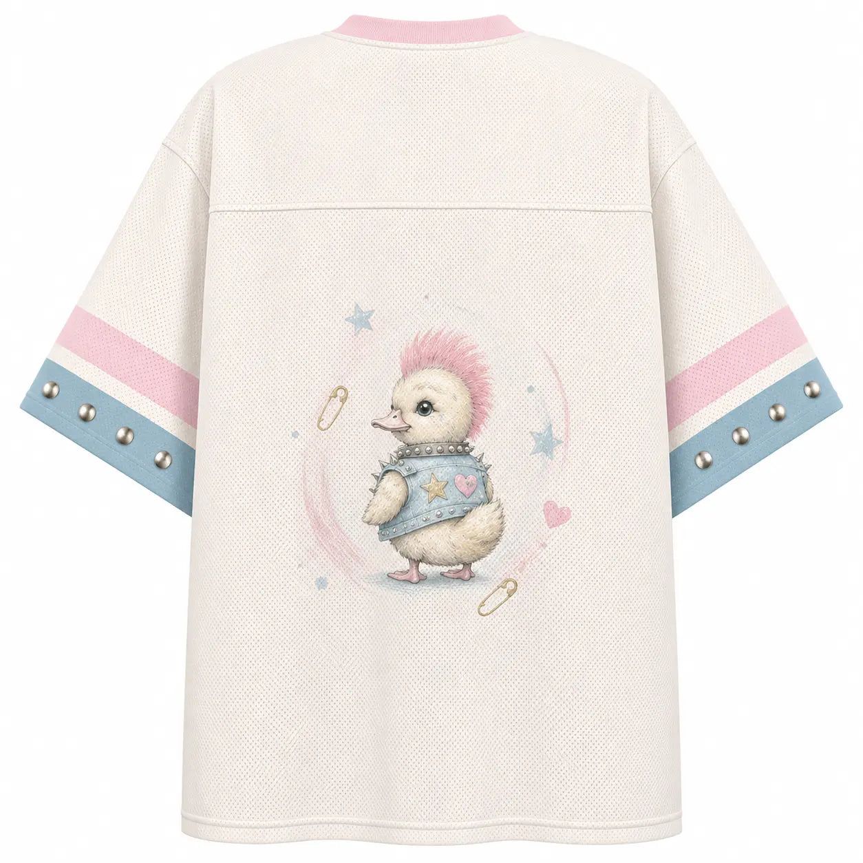 Punk Duck Jersey Shirt Pastel Pink Studded Vest