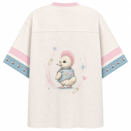 Punk Duck Jersey Shirt Pastel Pink Studded Vest