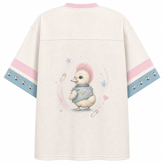 Punk Duck Jersey Shirt Pastel Pink Studded Vest