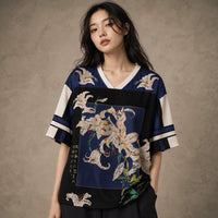 Lily Football Shirt Womens Black Floral Soccer Jersey