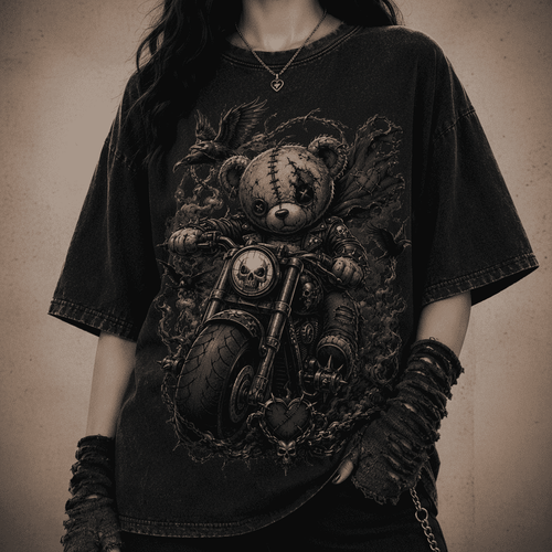 Oversized Gothic Shirt Chaos Bear Rider CHAOSBORN - Chaos Born