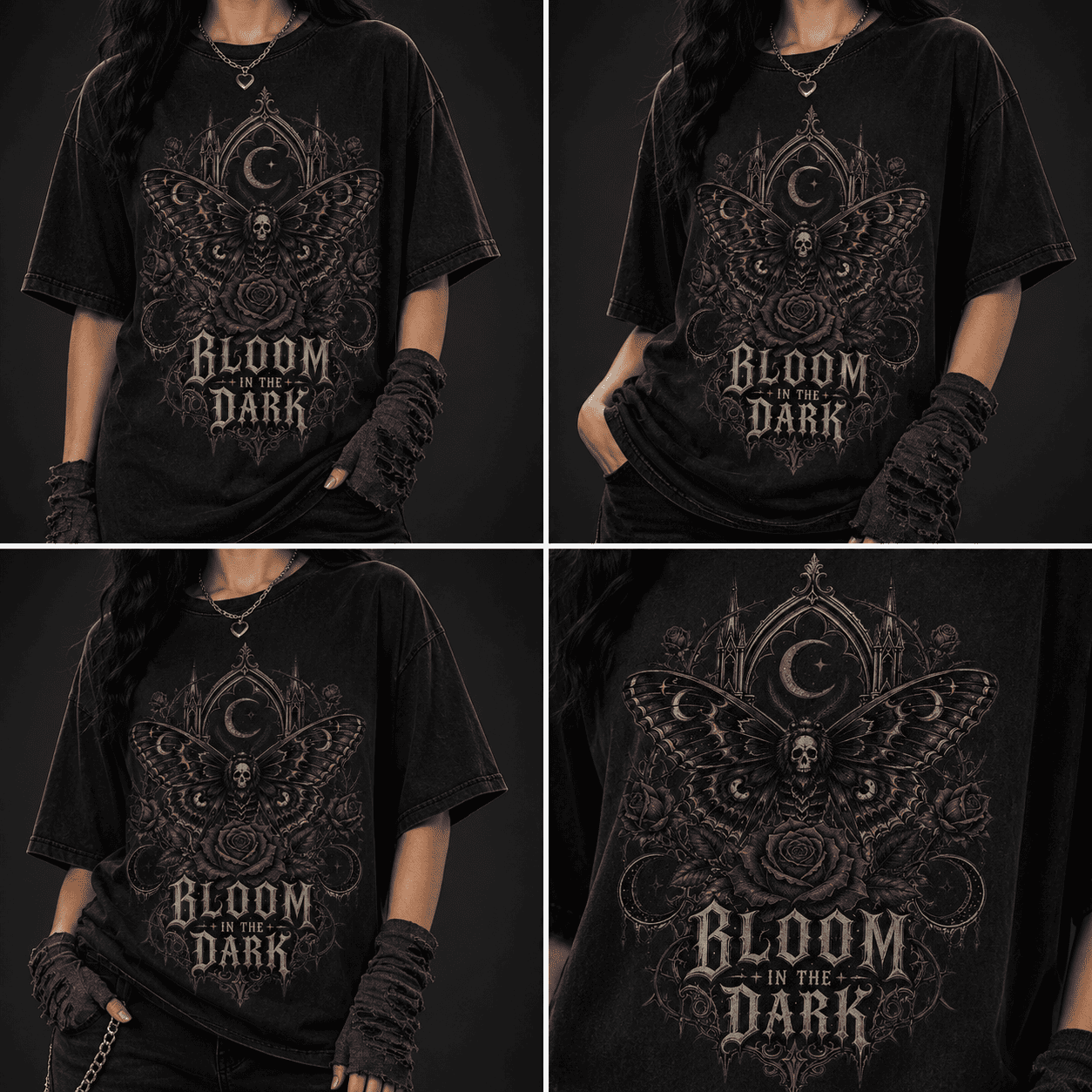 Oversized Gothic Shirt Bloom In The Dark CHAOSBORN - Chaos Born
