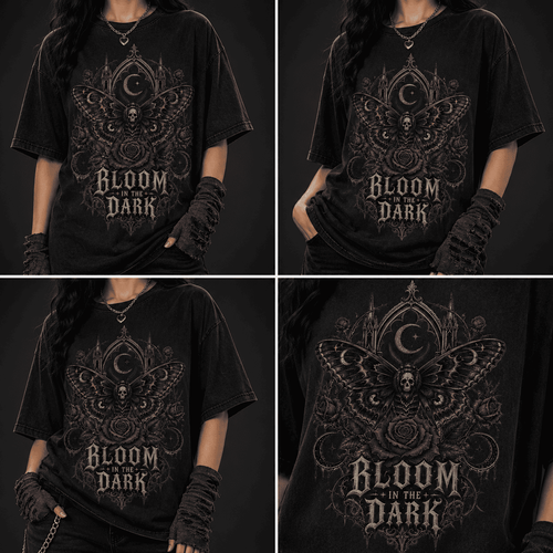 Oversized Gothic Shirt Bloom In The Dark CHAOSBORN - Chaos Born