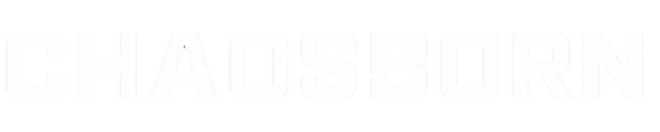 Black 'CHAOSBORN' logo on a white background