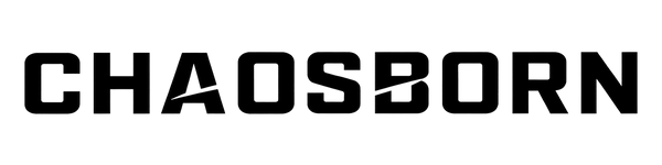 Black 'CHAOSBORN' logo on a white background