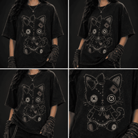 Oversized Gothic Shirt Voodoo Cat Doll CHAOSBORN - Chaos Born