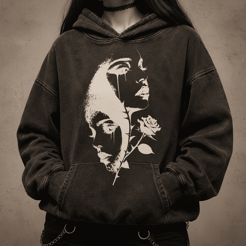 Gothic Graphic Hoodie Silent Bloom CHAOSBORN - Chaos Born