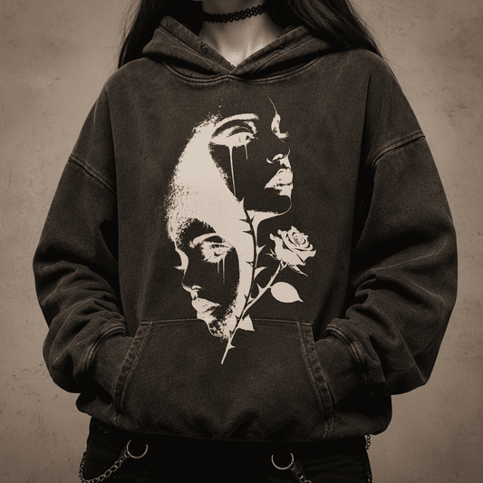 Gothic Graphic Hoodie Silent Bloom CHAOSBORN - Chaos Born