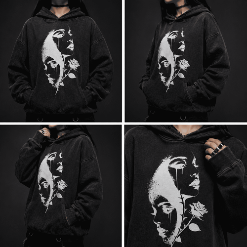 Gothic Graphic Hoodie Silent Bloom CHAOSBORN - Chaos Born