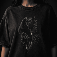 Oversized Gothic Shirt Dual Faces Thorn Rose CHAOSBORN - Chaos Born