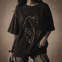 Oversized Gothic Shirt Dual Faces Thorn Rose CHAOSBORN - Chaos Born