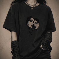 Oversized Gothic Shirt Twin Souls Black Rose CHAOSBORN - Chaos Born
