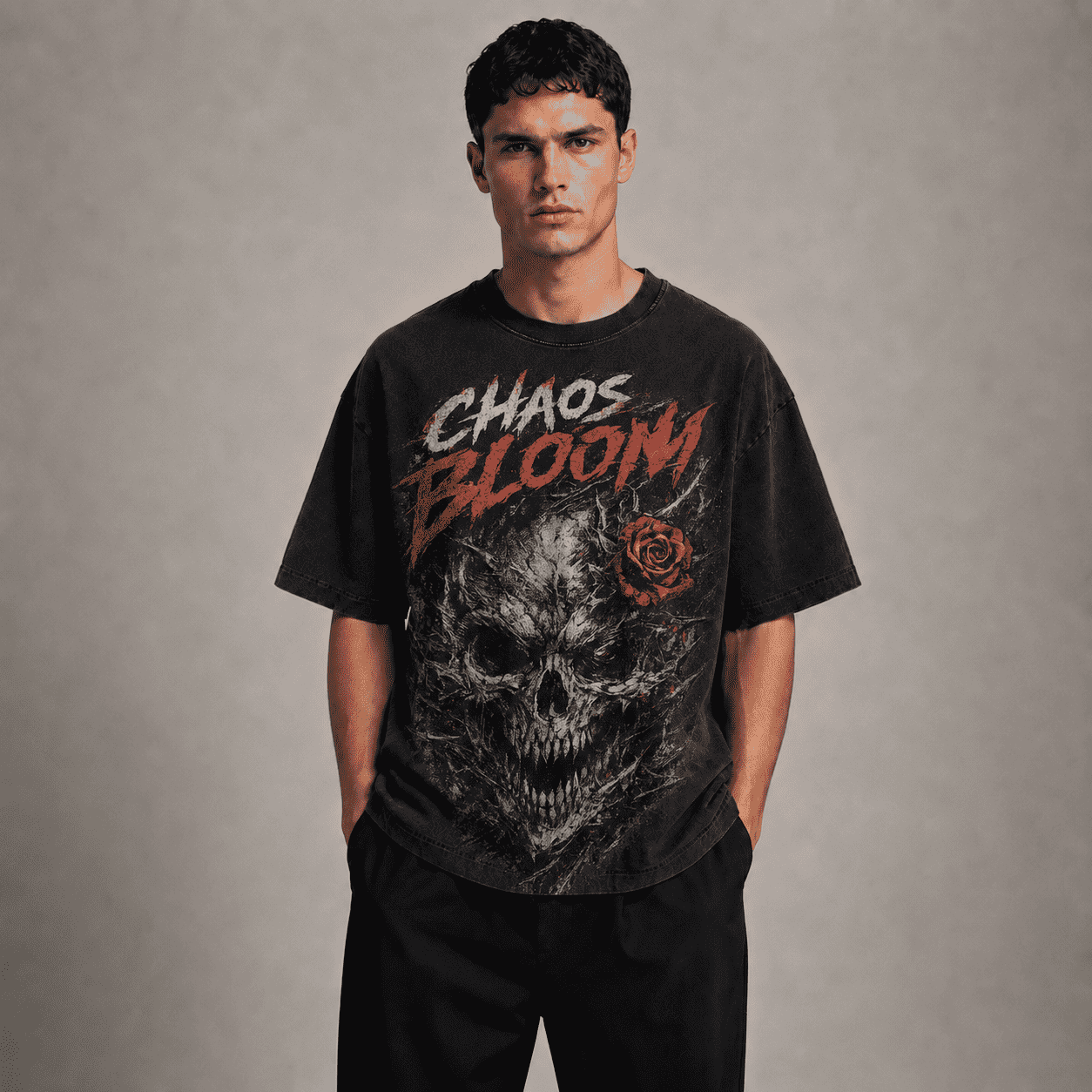 Oversized Graphic T-Shirt Chaos Bloom CHAOSBORN - Chaos Born