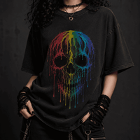 Oversized Skull Graphic Shirt Rainbow Drip CHAOSBORN - Chaos Born