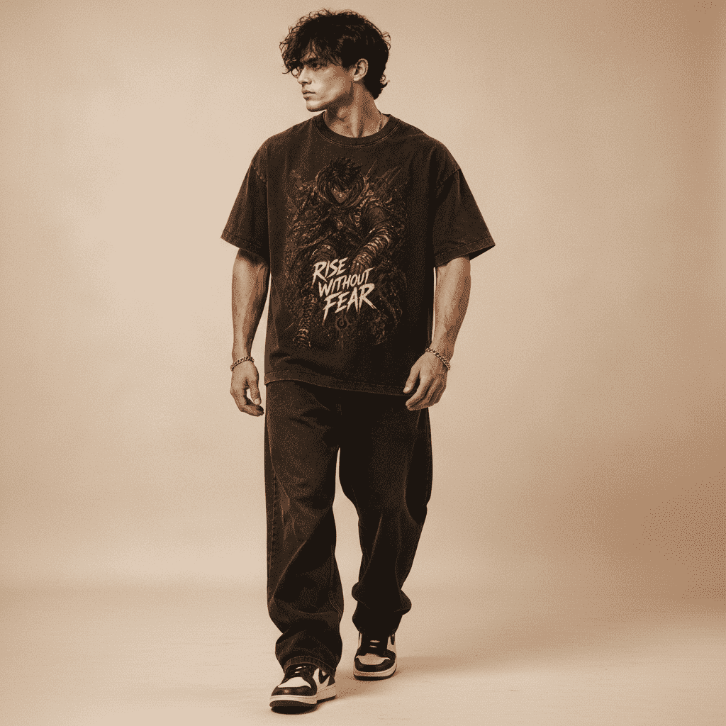 Oversized Graphic T-Shirt Rise Without Fear CHAOSBORN Limited Editions - Chaos Born