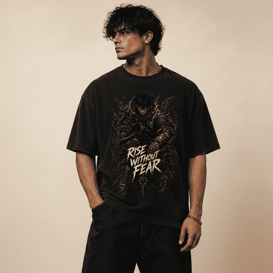 Oversized Graphic T-Shirt Rise Without Fear CHAOSBORN Limited Editions - Chaos Born