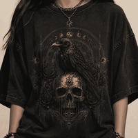 Oversized Gothic Shirt Raven Skull Moon CHAOSBORN - Chaos Born