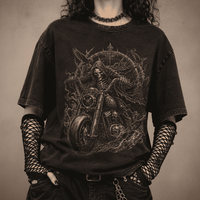 Oversized Gothic Shirt Grim Reaper Skull Rider CHAOSBORN - Chaos Born