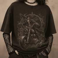 Oversized Gothic Shirt Grim Reaper Skull Rider CHAOSBORN - Chaos Born