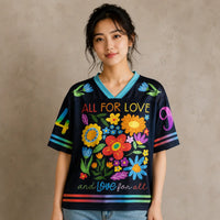 All For Love Floral Jersey Shirt Rainbow Flower Slogan Chaosbornwear