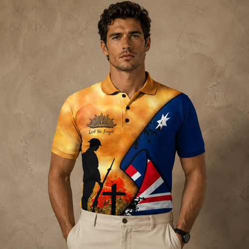 Australia Flag Polo Shirt Mens Remembrance Golf Shirt Chaosborn