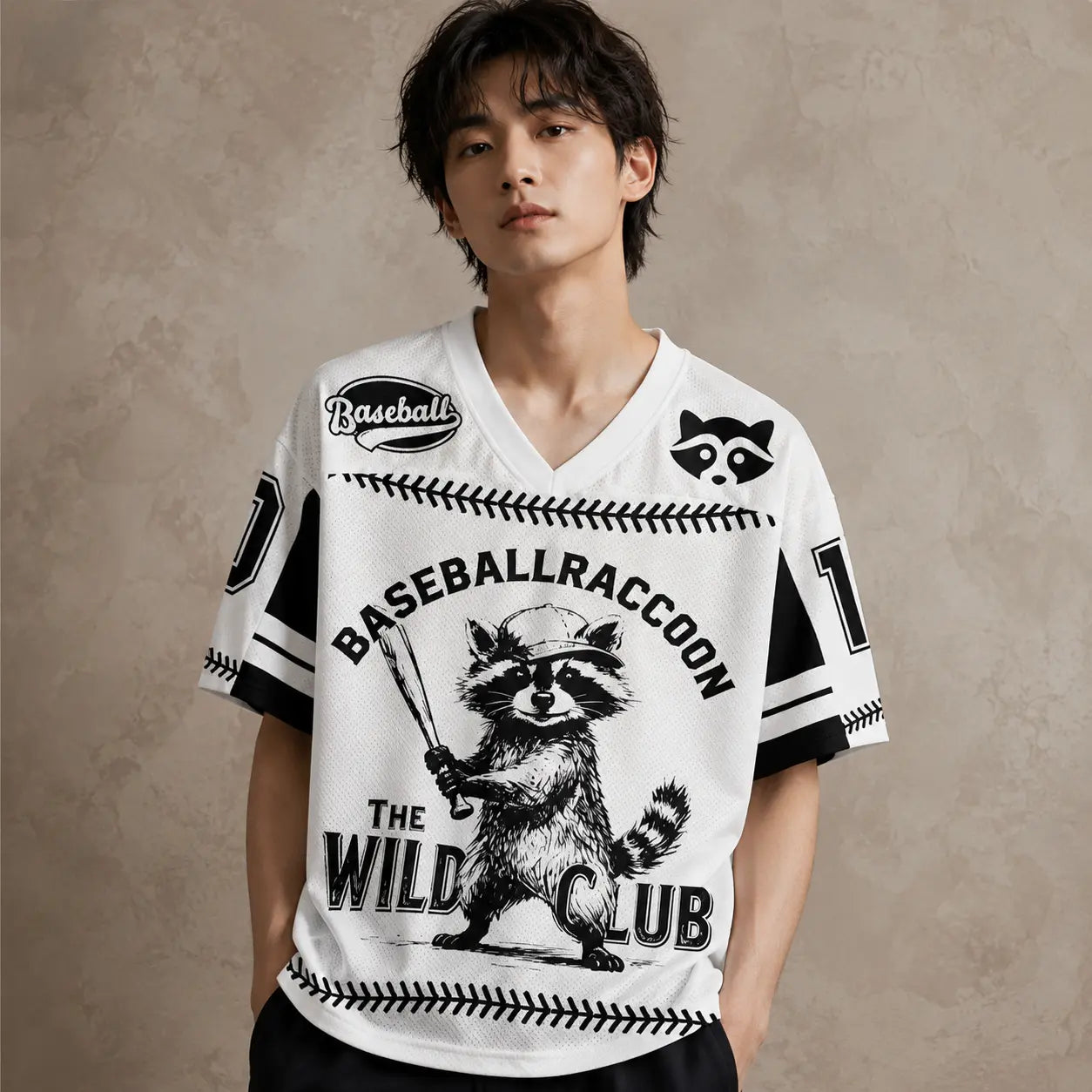 Baseball Raccoon Wild Club Jersey Shirt Japan Kanji 16 Chaosbornwear