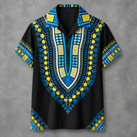 Black Blue Geometric Shirt, Colourful Heritage Button Up, Mens Summer Pattern Shirt, Retro Festival Holiday Shirt, Gift for Him, Vintage Chaosbornwear