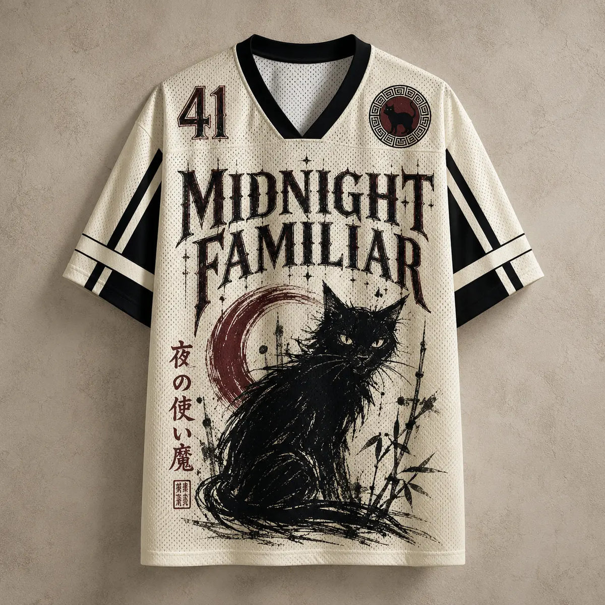 Black Cat Jersey Shirt Midnight Familiar Bamboo Moon 41 Chaosbornwear