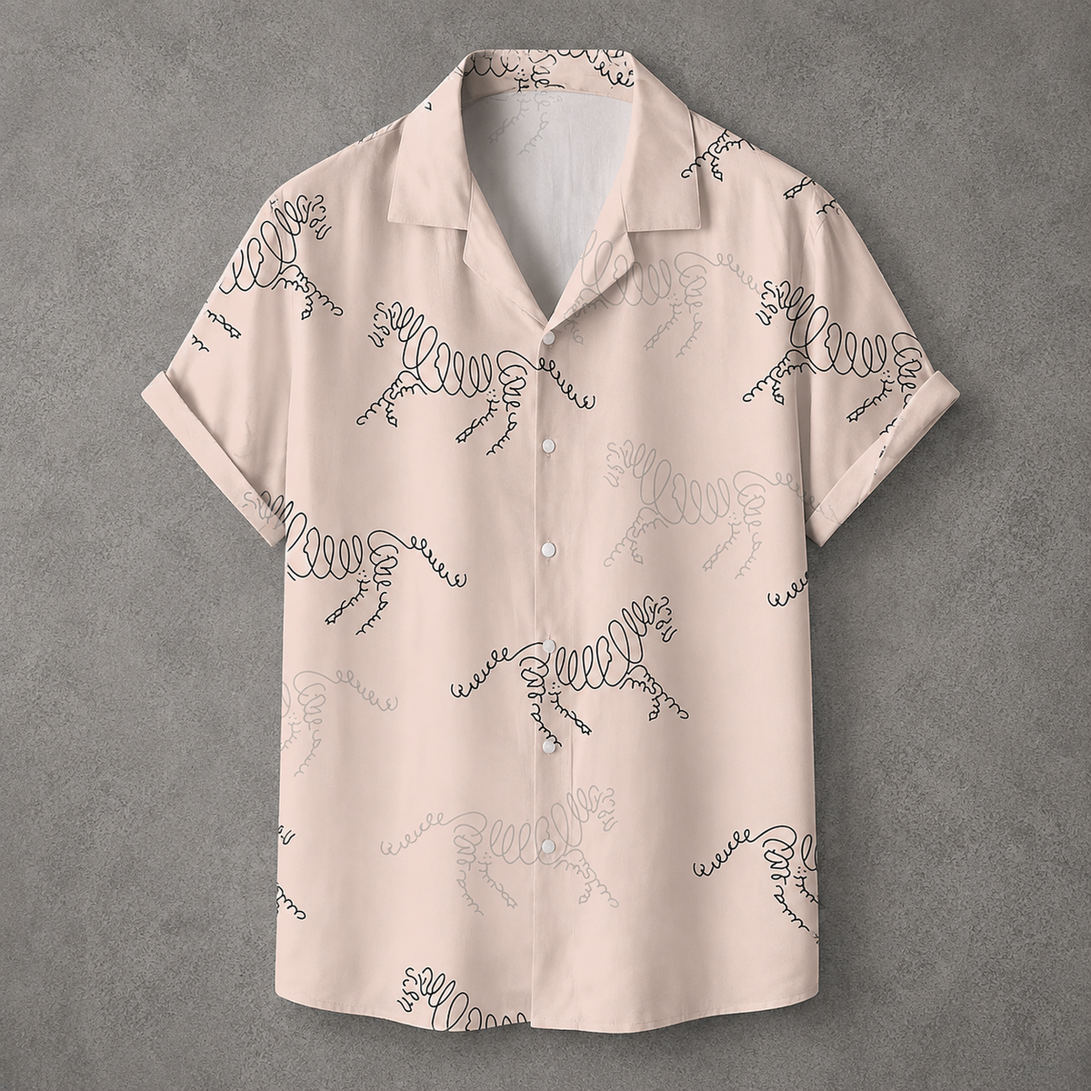 Blush Scribble Line Shirt, Pink Abstract Button Up, Mens Summer Shirt, Retro Festival Holiday Minimal Pattern Shirt Chaosbornwear