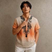 Boho Shirt Mens Ombre Paisley Resort Shirt Chaosbornwear