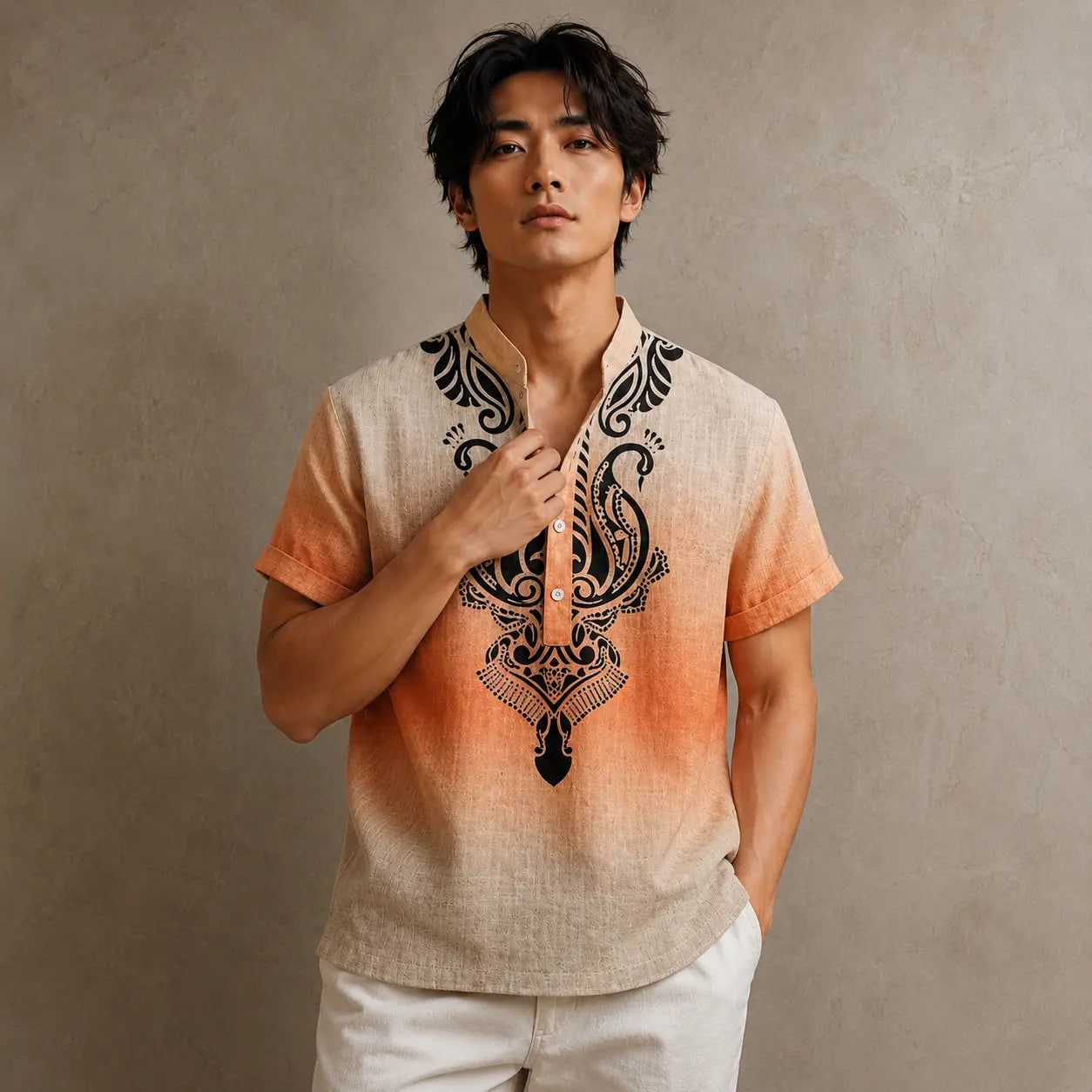 Boho Shirt Mens Ombre Paisley Resort Shirt Chaosbornwear