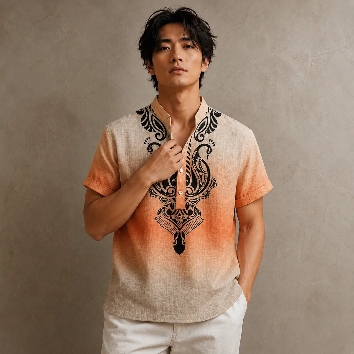 Boho Shirt Mens Ombre Paisley Resort Shirt Chaosbornwear