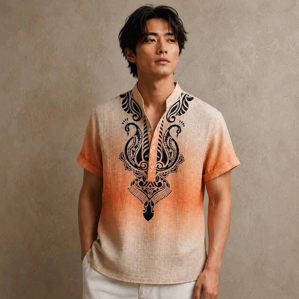 Boho Shirt Mens Ombre Paisley Resort Shirt Chaosbornwear