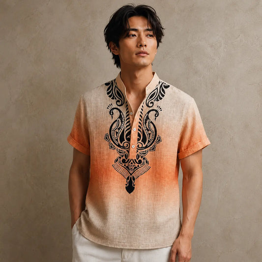 Boho Shirt Mens Ombre Paisley Resort Shirt Chaosbornwear