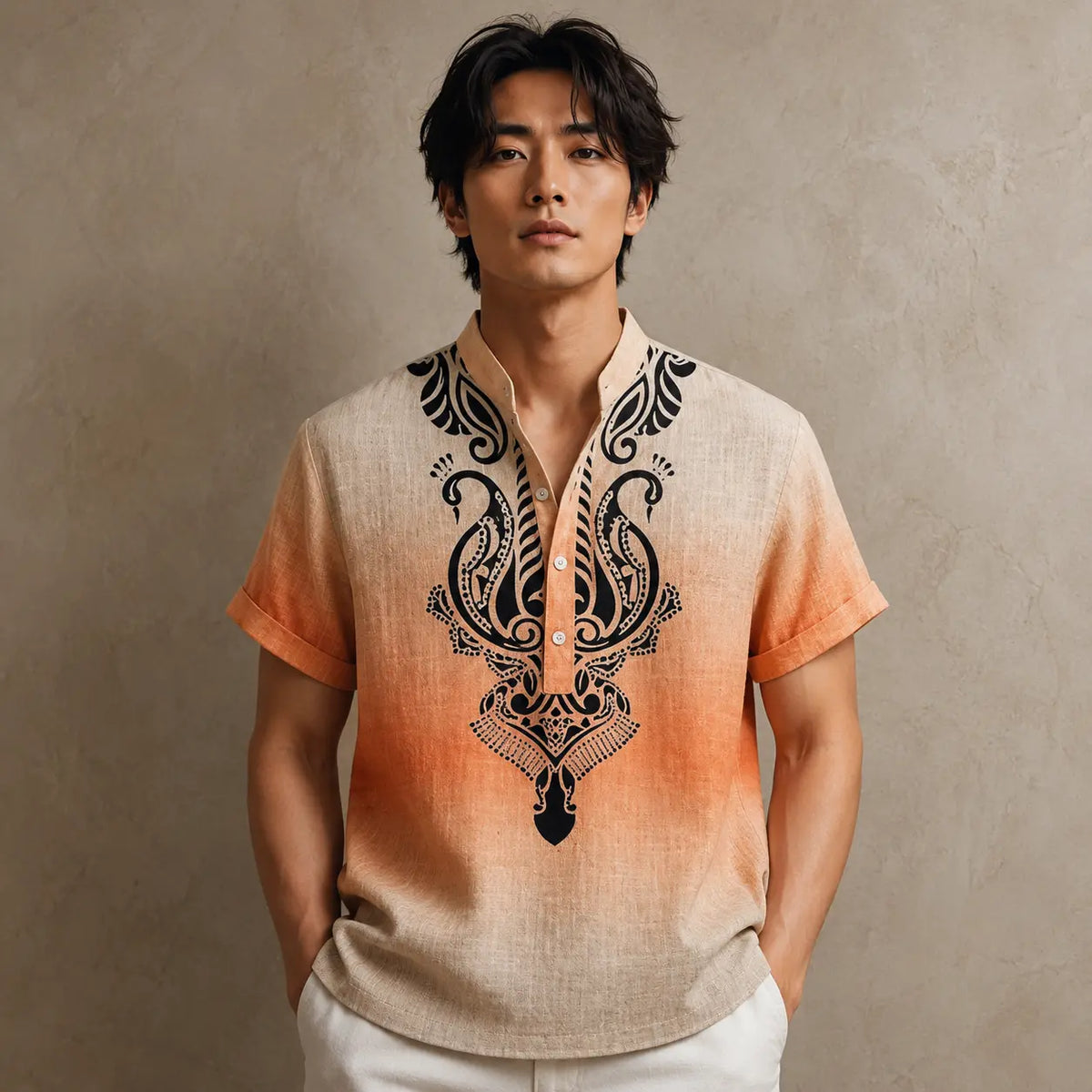 Boho Shirt Mens Ombre Paisley Resort Shirt Chaosbornwear