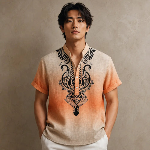 Boho Shirt Mens Ombre Paisley Resort Shirt Chaosbornwear