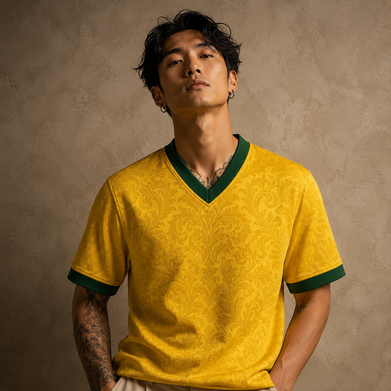 Brazil Jersey Shirt Yellow Baroque Premium Edition Chaosbornwear