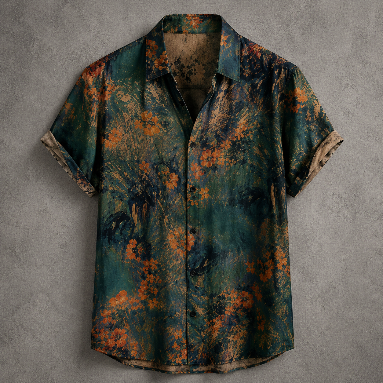 Painterly Teal Floral Shirt