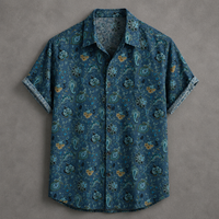 Teal Paisley Floral Button-Up Shirt