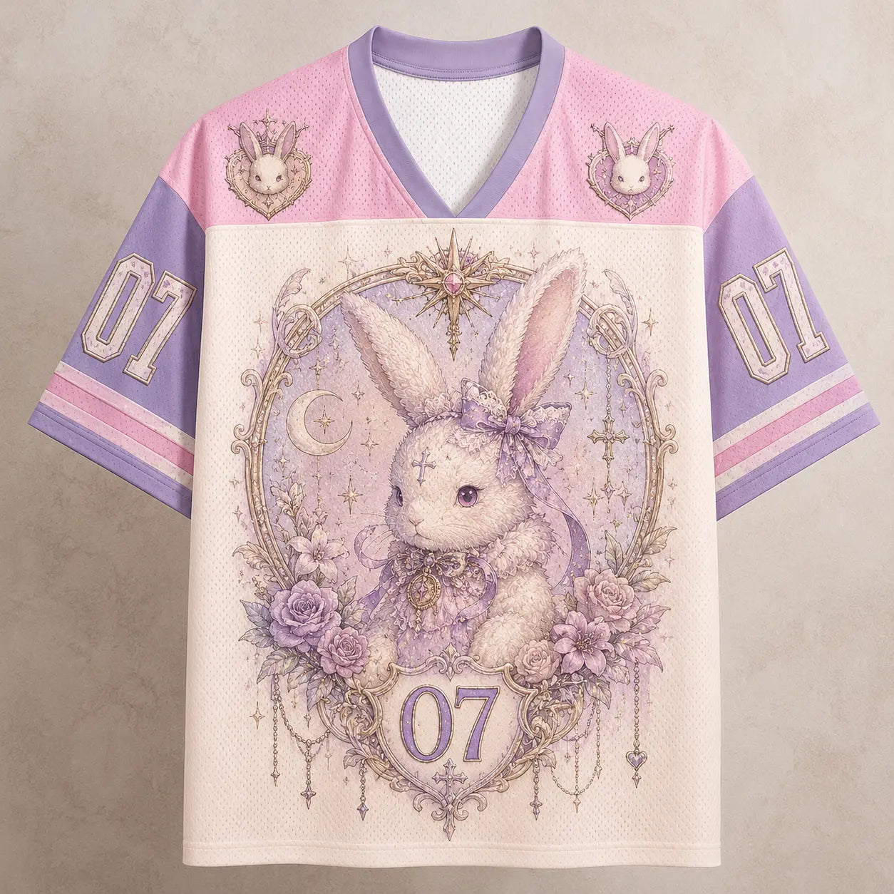 Bunny Jersey Shirt Y2K Gothic Lolita Rose Graphic Chaosbornwear