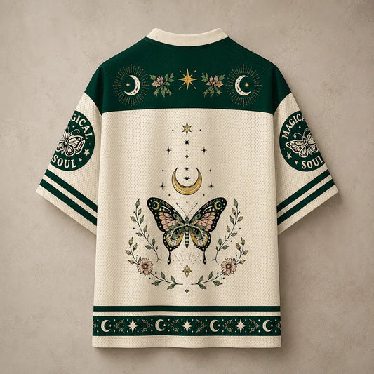 Butterfly Moon Jersey Shirt Magical Soul Celestial Nature Chaosbornwear