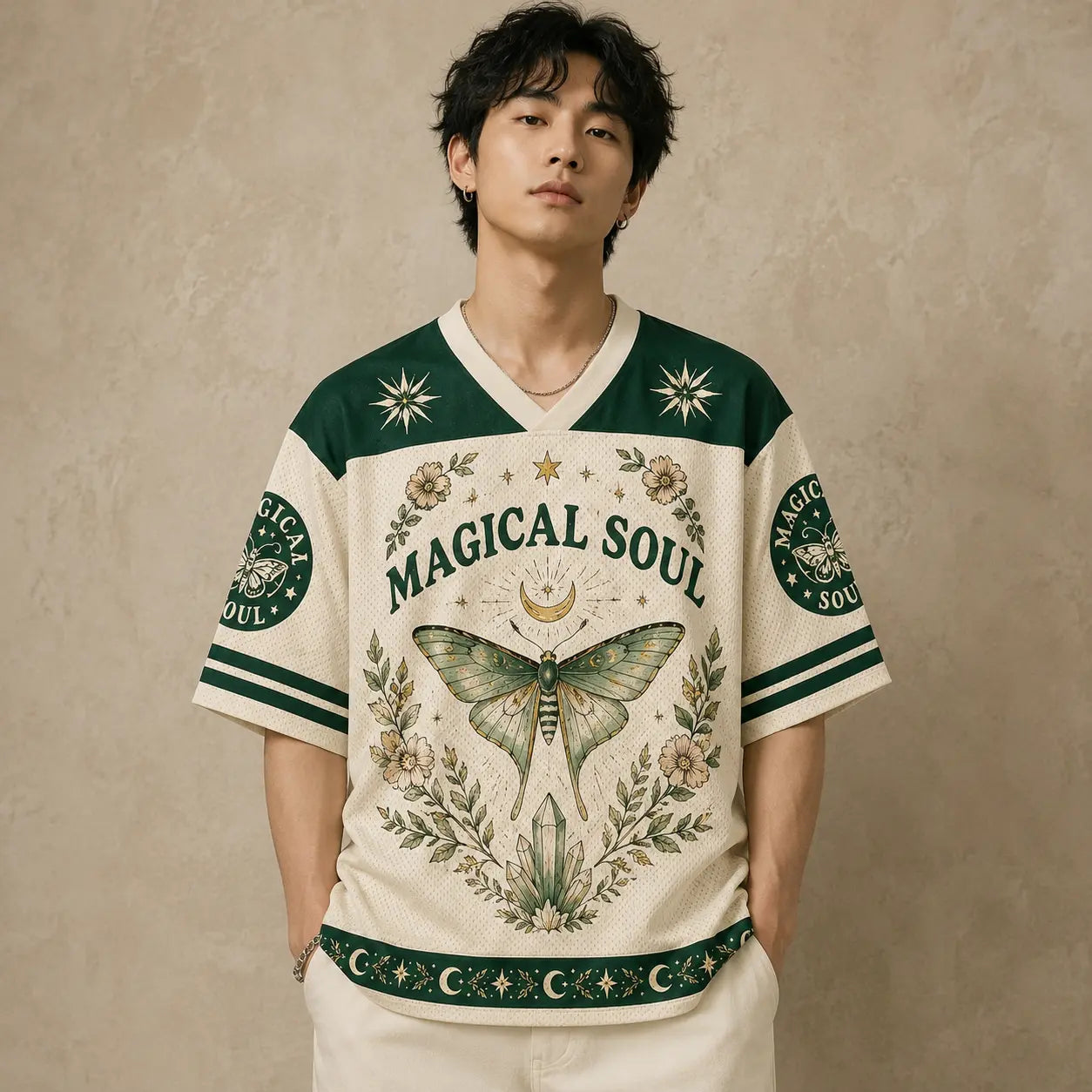 Butterfly Moon Jersey Shirt Magical Soul Celestial Nature Chaosbornwear