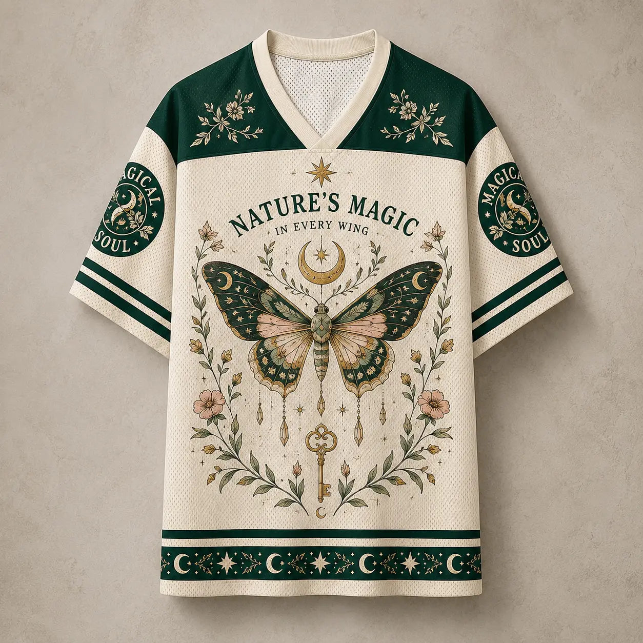 Butterfly Moon Jersey Shirt Magical Soul Celestial Nature Chaosbornwear