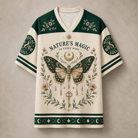 Butterfly Moon Jersey Shirt Magical Soul Celestial Nature Chaosbornwear