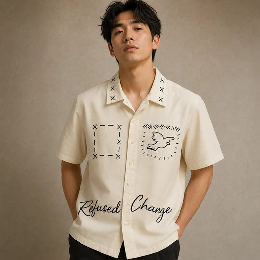 Camp Collar Shirt Mens Refused Change Dove Graphic Shirt Chaosbornwear