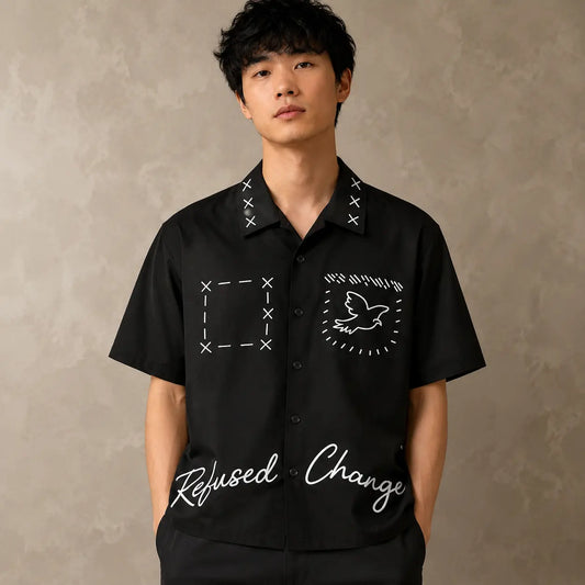 Camp Collar Shirt Mens Refused Change Dove Graphic Shirt Chaosbornwear