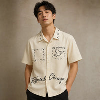 Camp Collar Shirt Mens Refused Change Dove Graphic Shirt Chaosbornwear